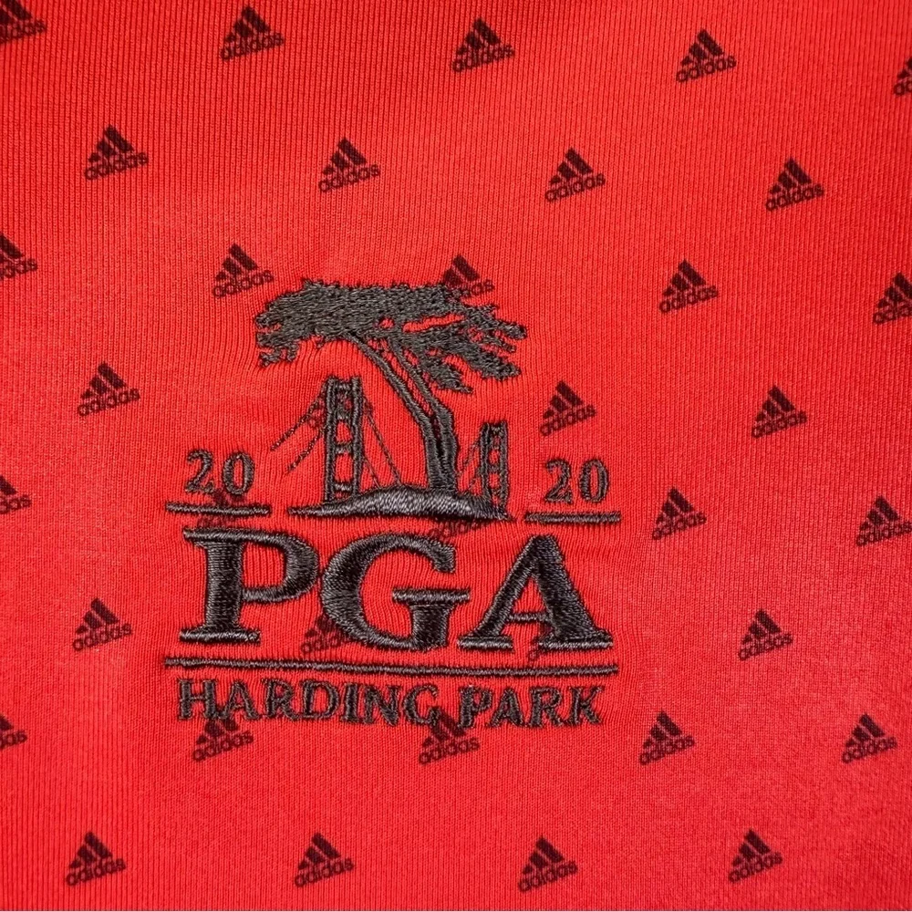Adidas Men's Polo Shirt Size XL Red Black Logo Outdoor Collared Golf